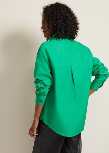 Phase Eight Green Cotton Oversized Shirts Green Canada | CNRAEW-920